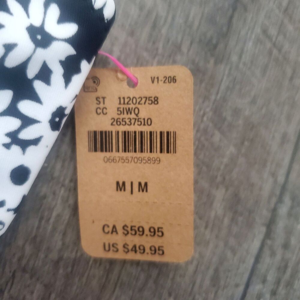 NWT PINK Victoria's Secret Women's One Piece Swimsuit Medium Black White Floral - Picture 5 of 10